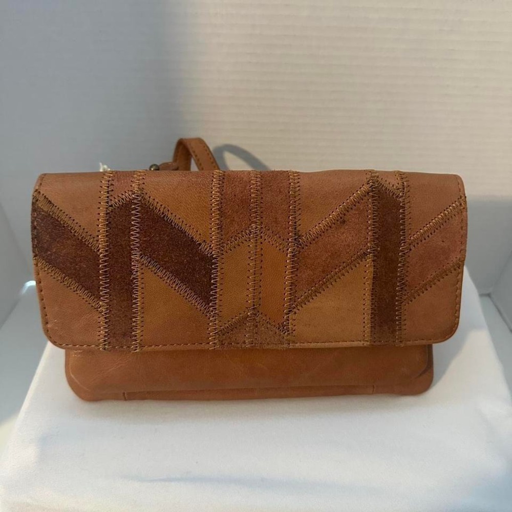 Lucky Brand Tan Leather Patchwork Axil Wallet Convertible Crossbody Purse NWT